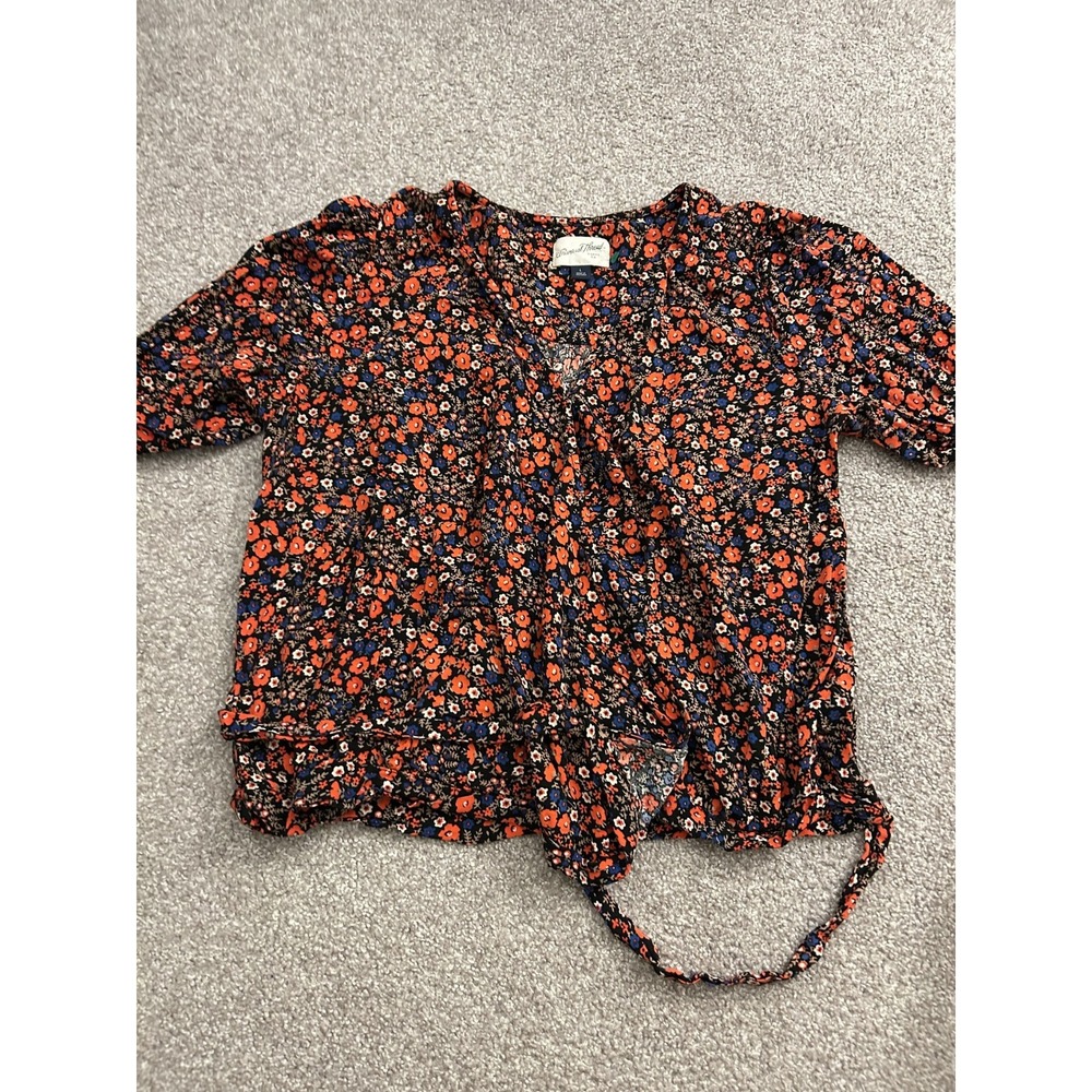 Vintage Sexy Floral Wrap Blouse Womens Large Multi Tie Front Excellent Long Slv - Picture 4 of 10